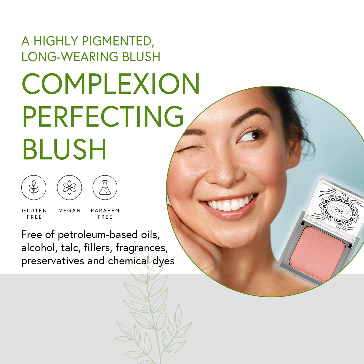 Honeybee Gardens Complexion Perfecting Blush in Breathless, Pale Warm Pink Pigmented, Vegan & Gluten-Free, 8.5g