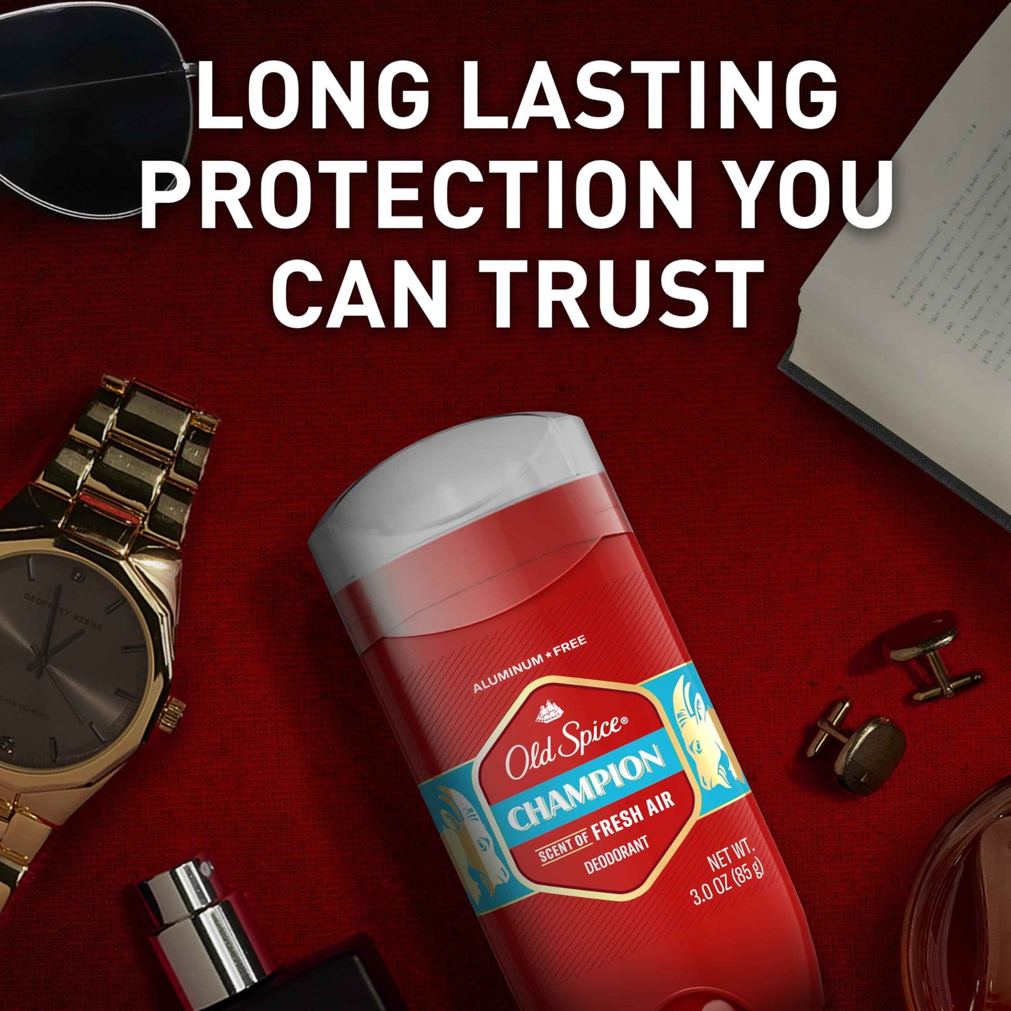 Old Spice Aluminum Free Deodorant for Men, 24/7 Odor Protection, 24/7 Freshness & Lasting Scent, Champion with Fresh Scent, 3.0 oz (Pack of 3)