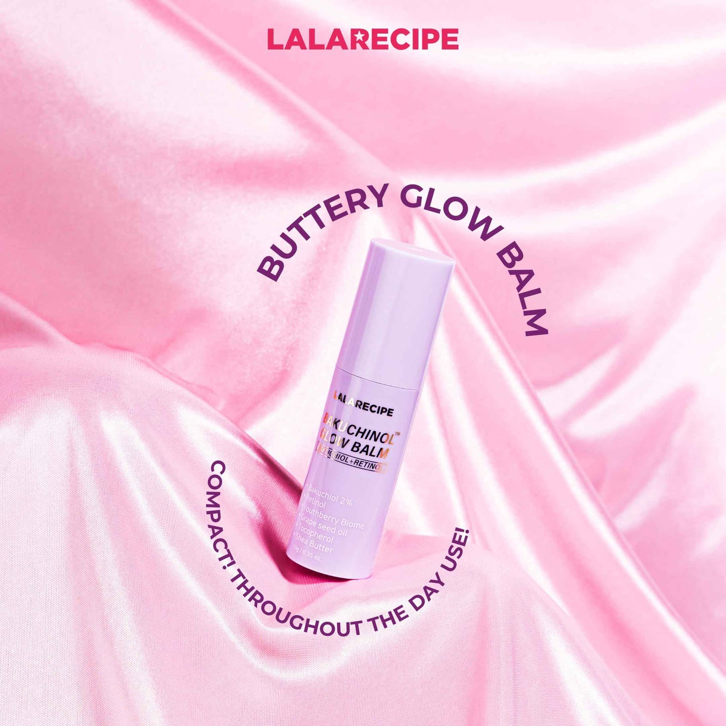 LALARECIPE Bakuchiol Glow Balm – Wrinkle Care Moisturizer Stick with Bakuchiol, Retinol Liposome & Shea Butter – Refillable Vegan Anti-Aging Korean Skincare for Radiance & Hydration (10g)