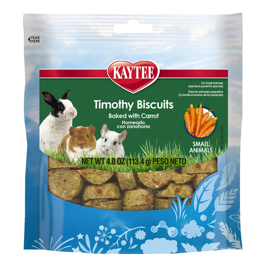 Kaytee Timothy Biscuits Baked Treat for Pet Guinea Pigs, Rabbits & Other Small Animals, Carrot, 4 oz