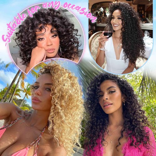Gowit Pre Looped Deep Wave Crochet Hair 14 Inch 7 Packs Short Curly Black Pre Twisted Ocean Wave Deep Twist Crochet Braids Synthetic Braiding Hair for Black Women