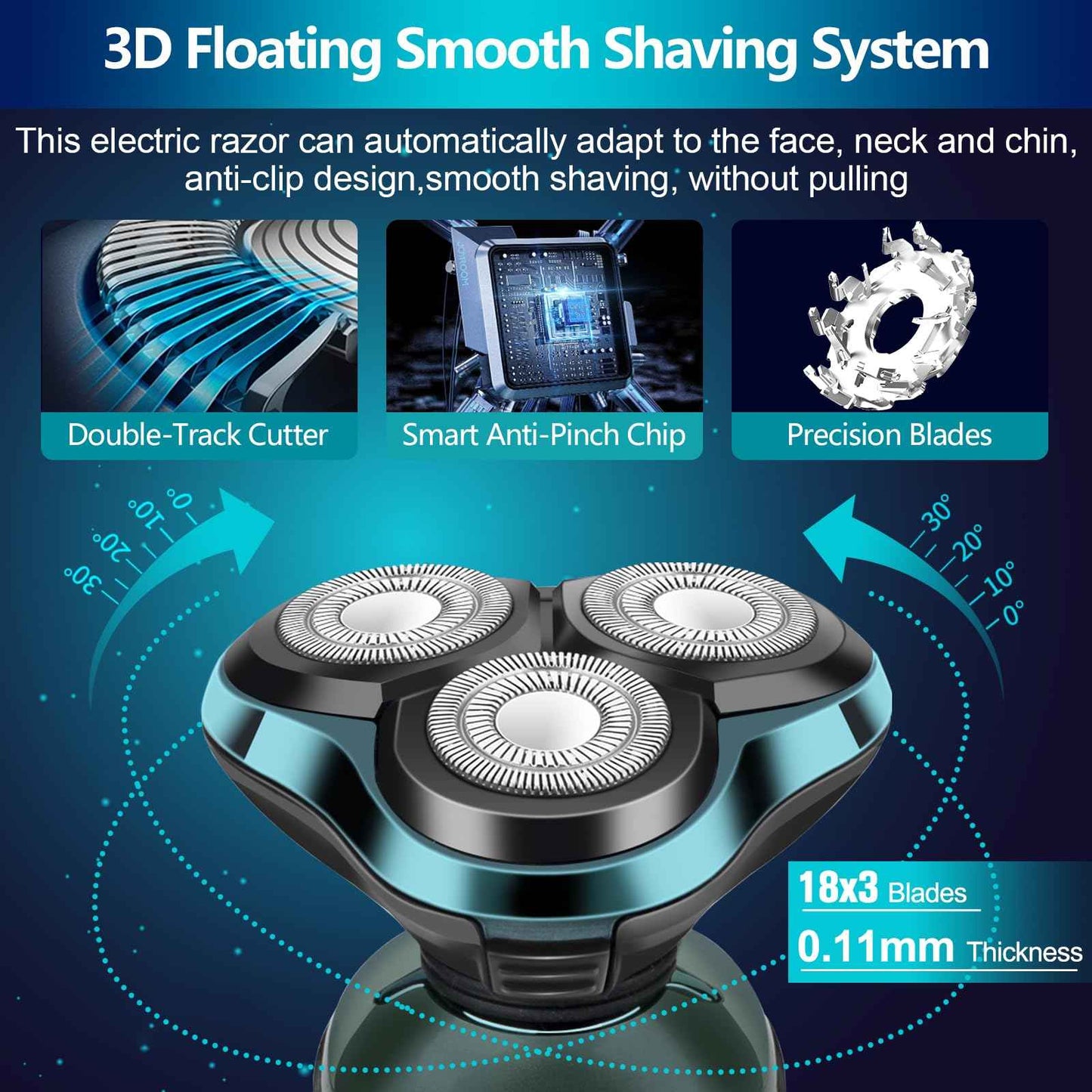 Electric Razor for Men, Electric Shavers for Men's Faces, Detachable Blade 3D Rotary for Shaving with Nose Trimmer Face Cleaning Brush Head Shavers, Wet/Dry/Waterproof Razors for Men Matte Green