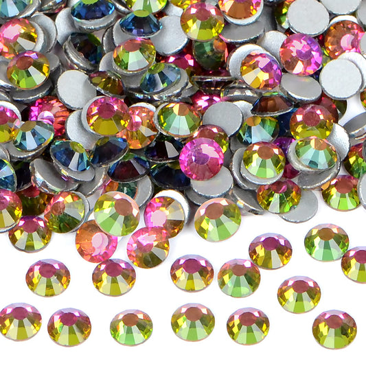 1440PCS Art Nail Rhinestones Non Hotfix Glue Fix Round Crystals Glass Flatback for DIY Jewelry Making with one Picking Pen (ss16 1440pcs, Vitrail Medium)