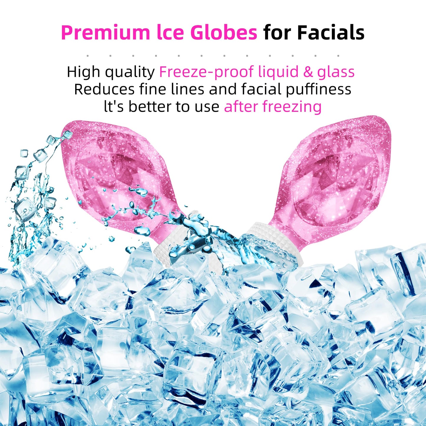 Smasener Ice Globes for Facials, Ice Globes, 2PCS Facial Ice Globes, Cooling Globes, Globes for Face Neck & Eyes, Daily Beauty, Tighten Skin, Anti Ageing, Reduce Puffy and Wrinkle (Lozenge Pink)