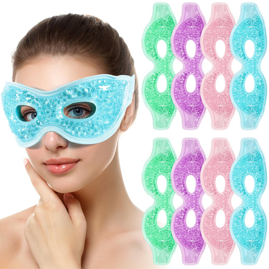 Panitay 8 Pcs Gel Eye Mask Cooling Gel Bead Eye Packs for Puffy Eyes Hot Cold Eye Mask with Plush Backing Reusable Eye Mask for Cold Compress Dry Eyes Stress Skin Care