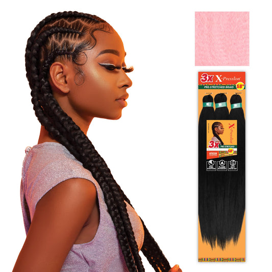 Sensationnel Xpression prestretched braiding hair - 3x xpression 58-inch kanekalon flame retardant smooth yaki braid - 3x x-pression 58 inch (1 pack, BLUSHPINK)