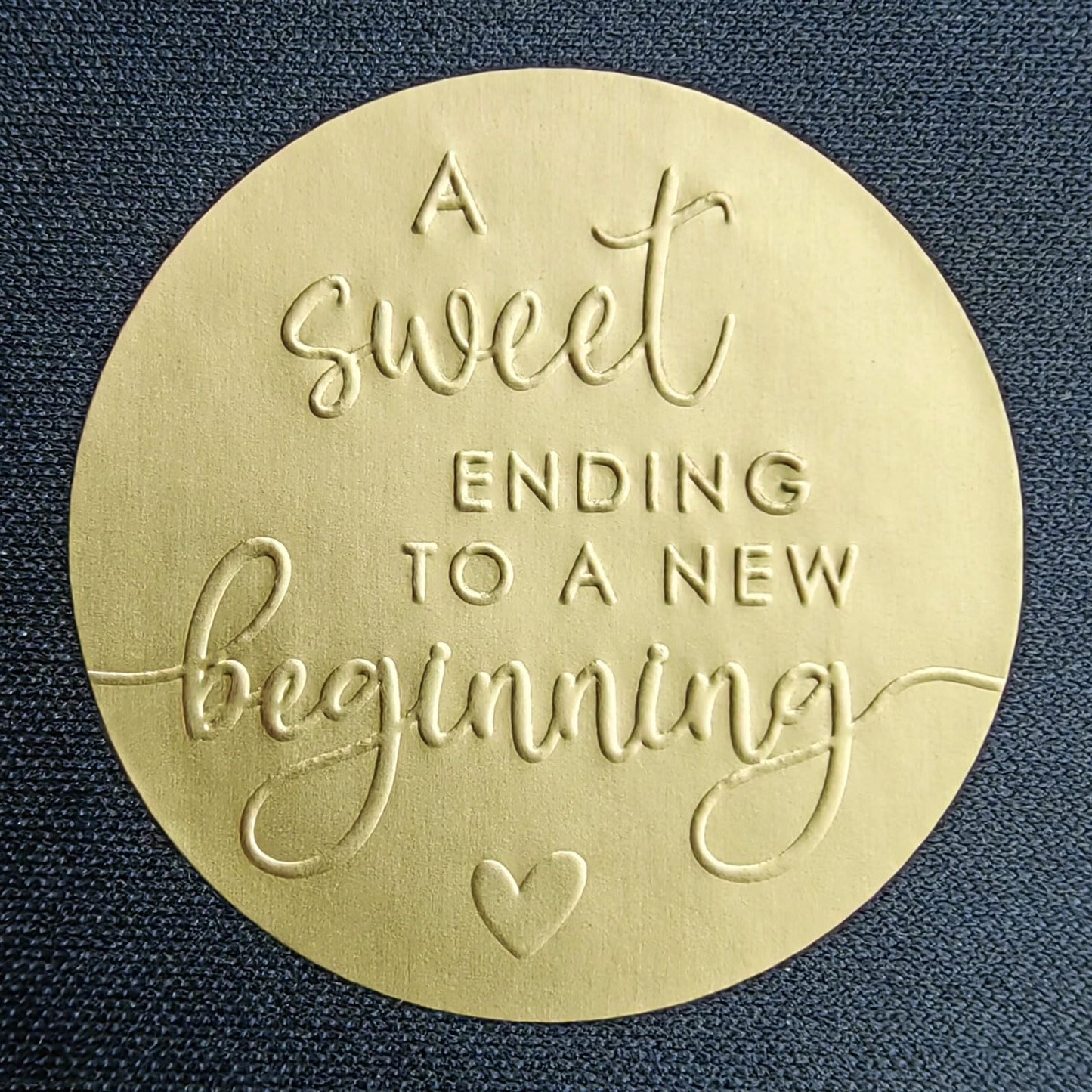 100 x A Sweet Ending to a New Beginning Stickers Wedding Favor Stickers Embossed Wedding Stickers Candy Favor Label Gold Foil Embossed Labels Graduation Party Favor Stickers