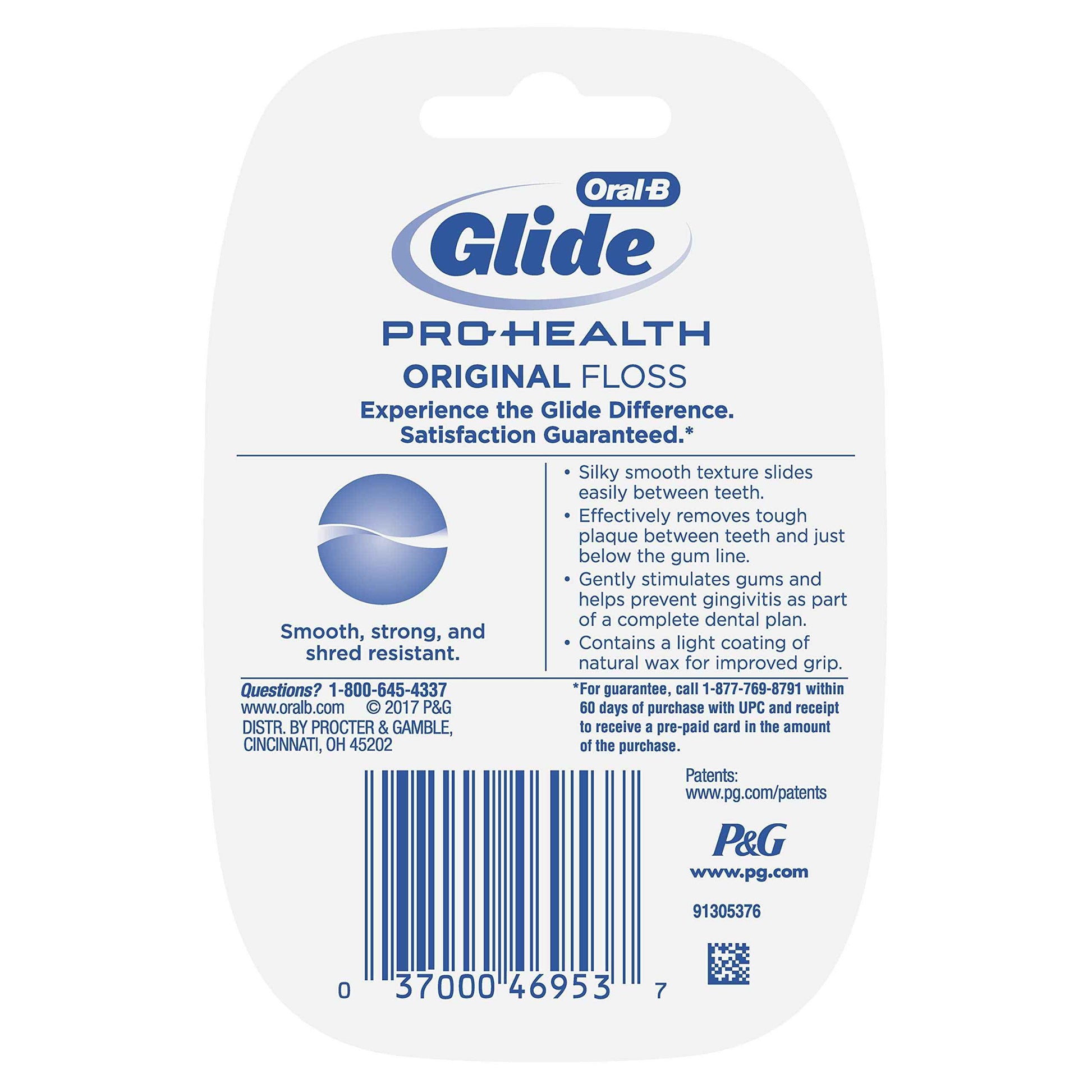 Oral-B Glide Healthy gums, unflavored floss 50M (Pack of 6)