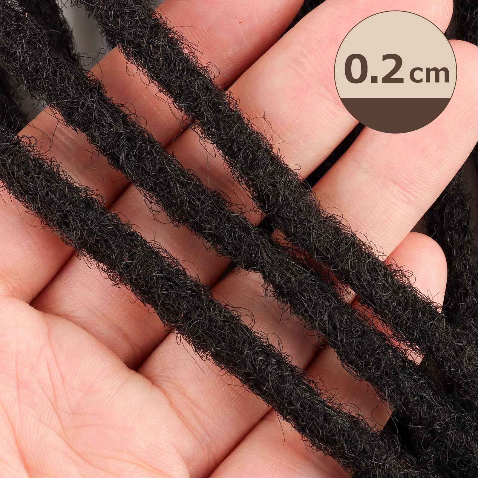 IIFLYDSFA 0.2cm Thickness loc Extensions Human Hair for Men/Women 14 Inch 20 Strands Human Hair Dreadlock Extensions Can Be Dyed and Bleached Soft Dreadlocks