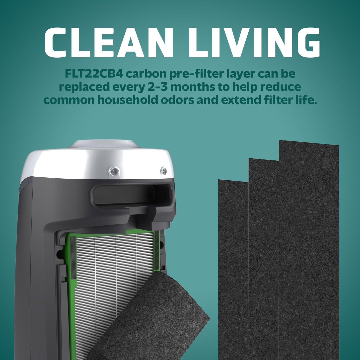 GermGuardian Filter B Toxin Clear HEPA Genuine Replacement Filter, Removes 99.97% of Pollutants, Common VOCs, Household Toxins, AC4825, AC4800 Series, AC4900, CDAP4500, AP2200, Black/Green, FLT4825VO