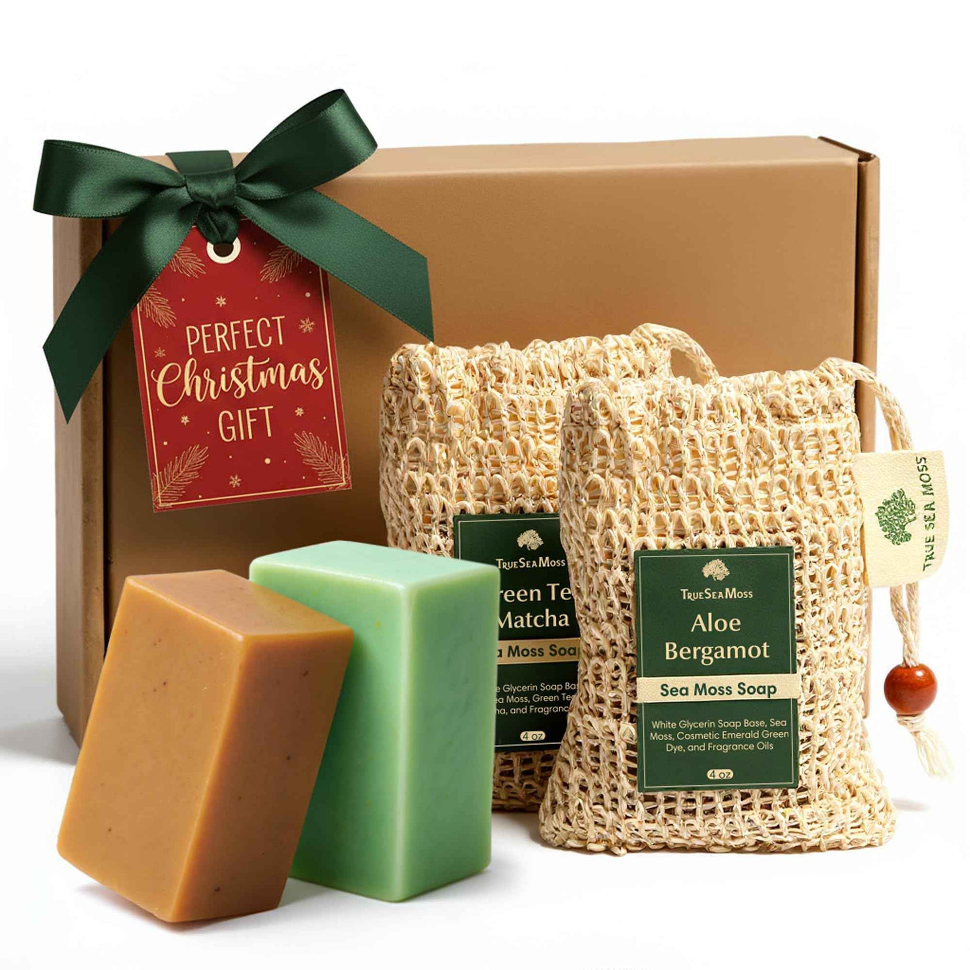 Sea Moss Soap Bar – Detoxifying Green Tea Matcha & Aloe Bergamot – All-Natural Handmade Soap for Sensitive Skin, Face & Body – Holiday Gift or Christmas Stocking Stuffer for Men & Women