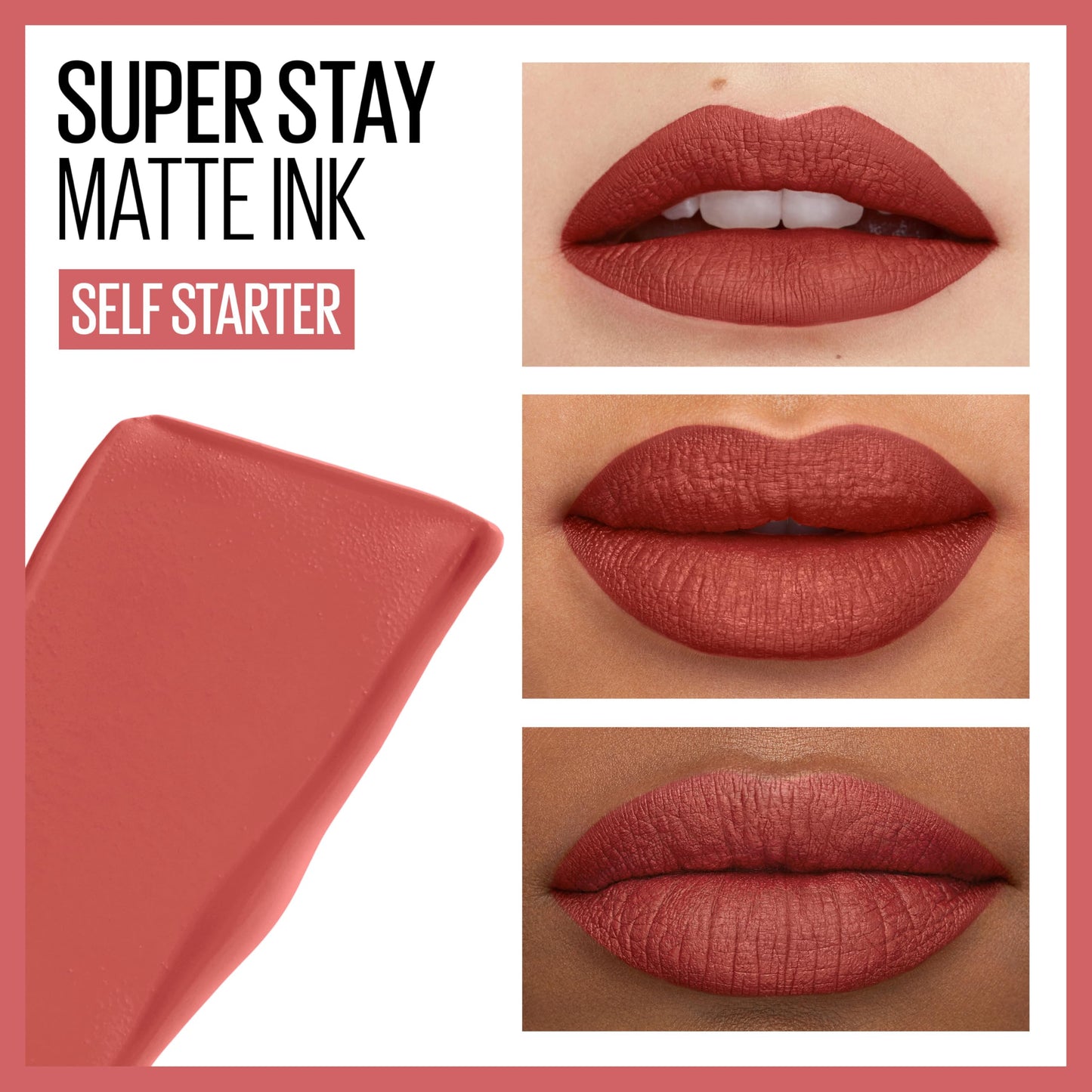 Maybelline Super Stay Matte Ink Liquid Lipstick Makeup, Long Lasting High Impact Color, Up to 16H Wear, Self-Starter, Light Red, 1 Count