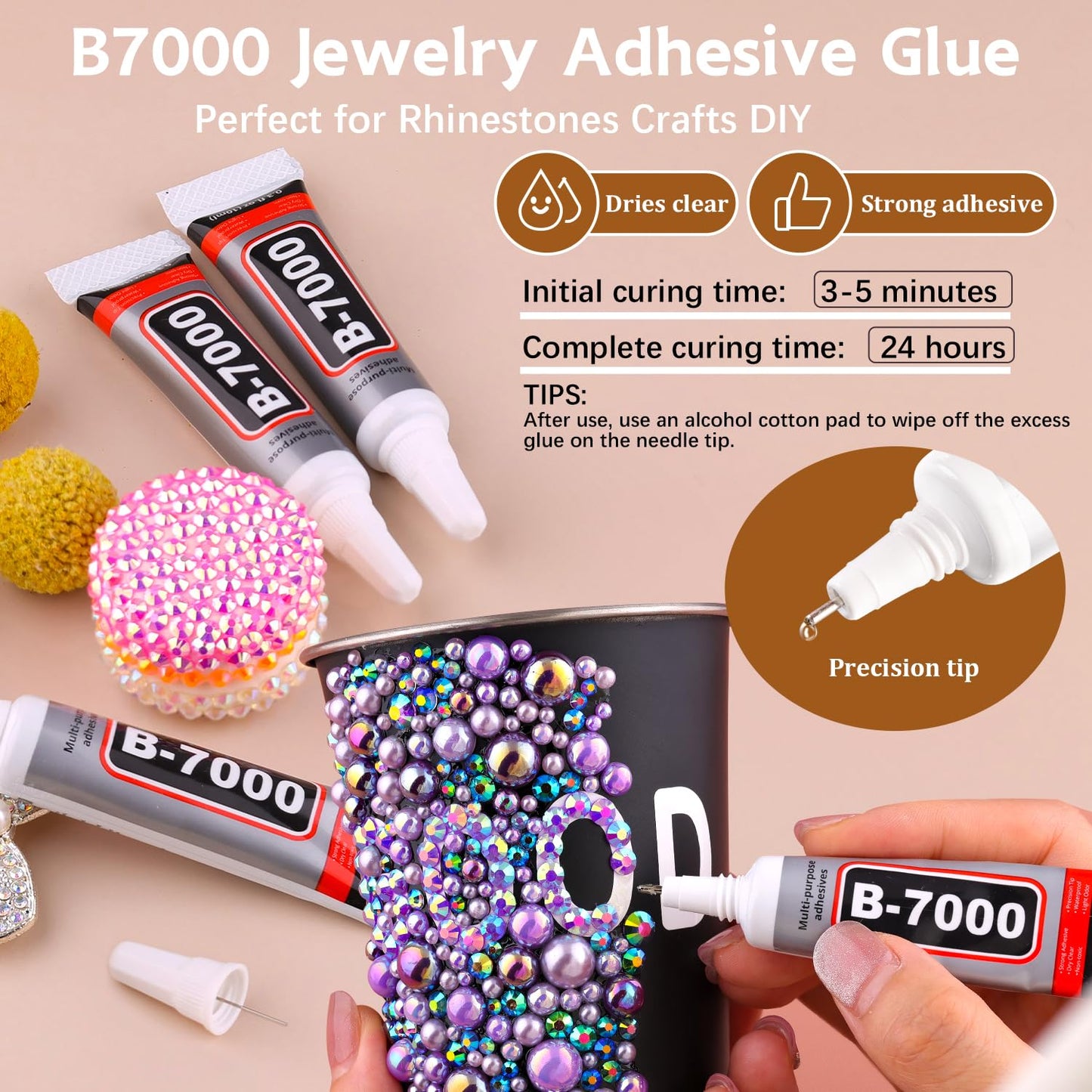 9000PCS Flatback Pearls and Rhinestones for Crafting, Purple 3-10mm Resin Rhinestones and Half Pearls for Bedazzling, Nail Art and Dec with 3pcs B7000 Jewelry Glue, Tweezer and Pickup Pencil