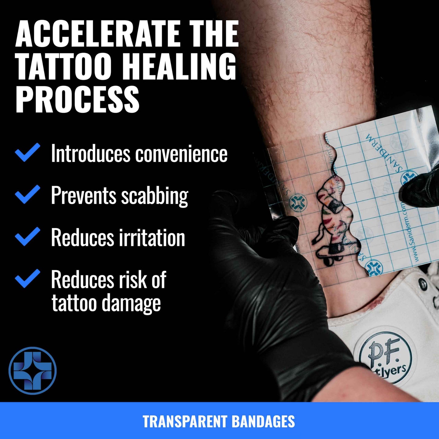 Saniderm Tattoo Recovery Bundle (3 items) – Aftercare Bandage Sheets (6 in x 8 in) + Foaming Soap (1.7oz) + Aftercare Balm PLUS+ (0.6 oz)