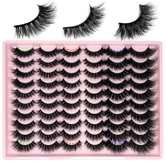 loladook Fake Lashes Mink Cat Eye Fluffy Faux Mink Lashes Wispy 6D Volume Dramatic Long False Eyelashes Multipack 30 Pairs