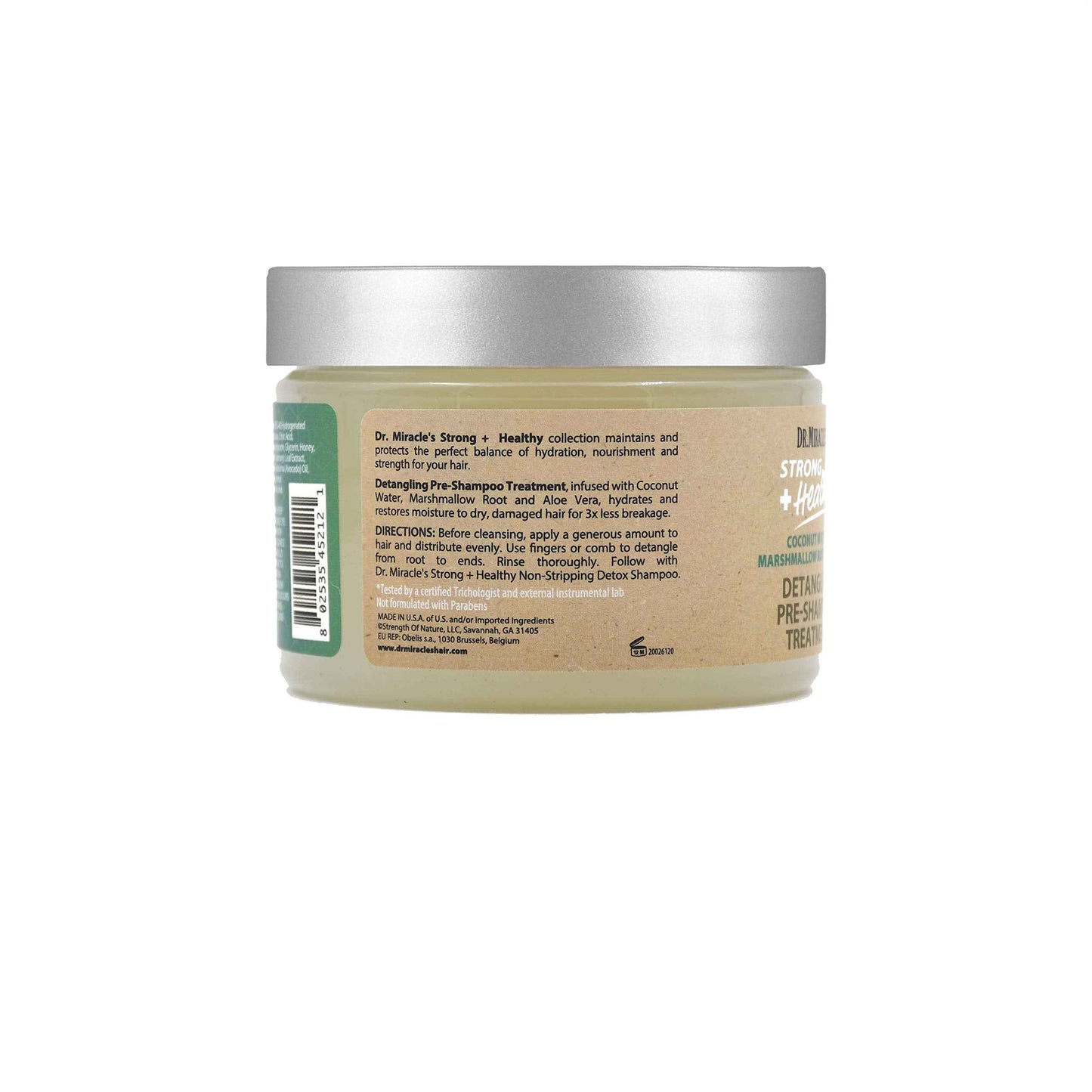 Dr. Miracle's Strong & Healthy Detangling Pre-Shampoo Treatment. Infused with Coconut Water, Marshmallow Root and Aloe Vera, Hydrates and Restores Moisture to Dry Damaged Hair 12 oz
