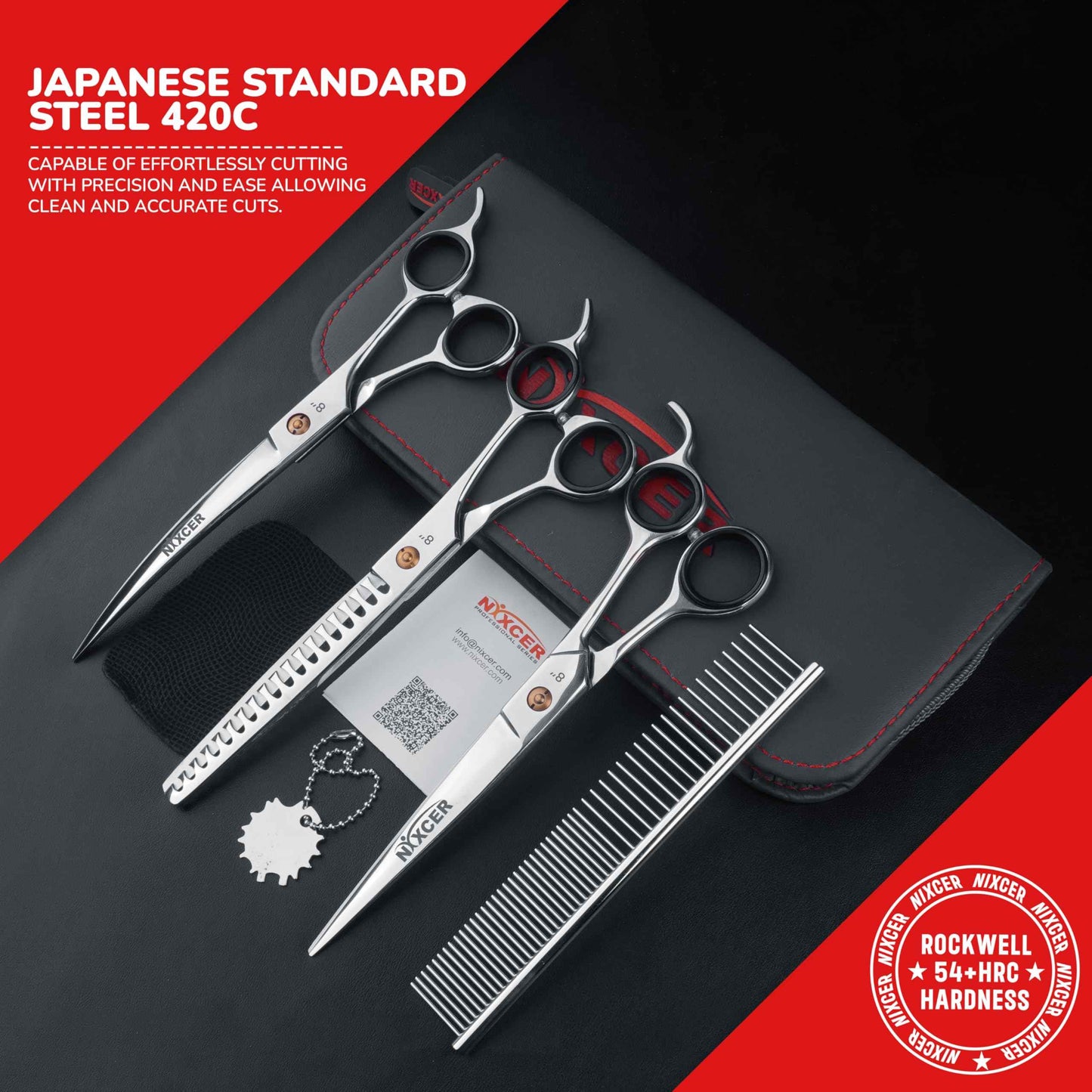 NIXCER Pet Grooming Kit - 4-Pack Rexine Zipper Bag for Convenient Pet Care, Essential Grooming Tools, Gray