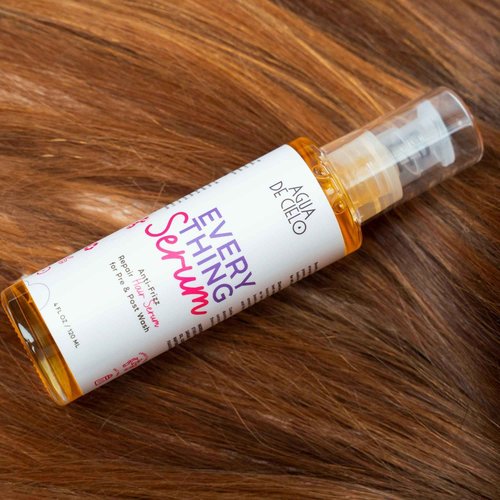Agua de Cielo Everything Serum - Pre & Post Wash Anti-Frizz Hair Serum Infused With Castor, Macadamia & Argan Oil, Nourishes, Hydrates & Protects, Great for Hair Frizz Control - 4 Oz