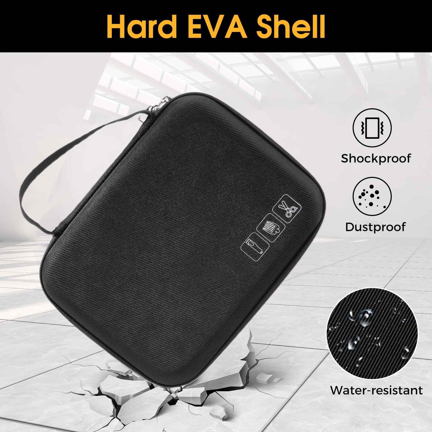 ProCase Barber Case with Washable Oilproof Inner Casing, Hard Travel Carrying Bag for Hair Clippers, Hair Cutting Supplies Holder, Trimmer Organizer Storage for Men Razor Guard Grooming Kits -Black