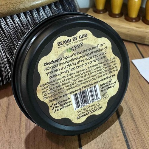 Beard of God Hemp Cannabis Sativa - 2oz Beard Balm Conditioner - Helps with Psoriasis, Eczema, Acne & Dry Skin. Handcrafted in USA Medium Hold, Low Sheen, Melts Easy in Hands, No Grittiness