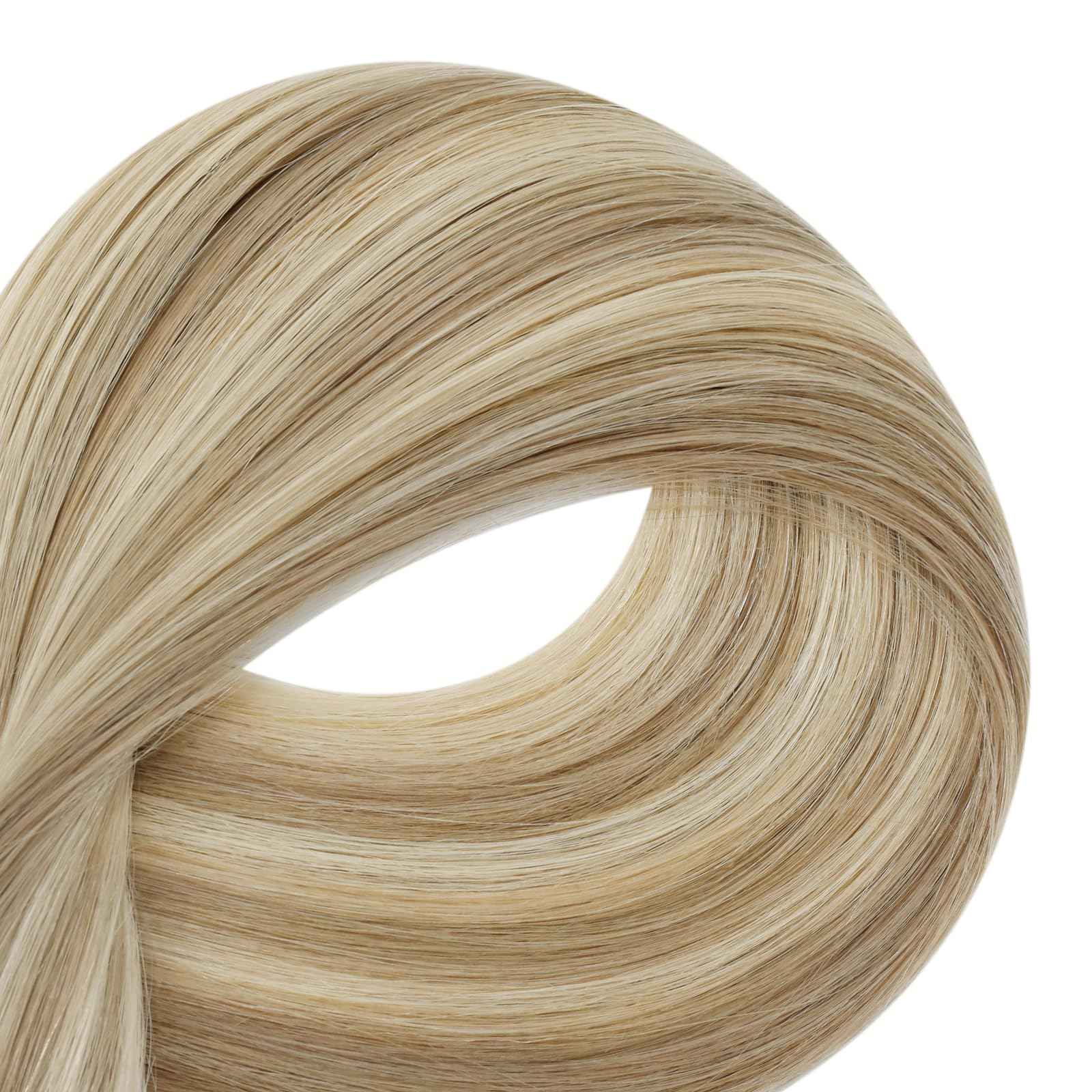 Full Shine U Tip Hair Extensions Human Hair Color 16P22 Blonde Highlighted Keratin Bond Human Hair Extensions 18 Inch Natural Remy Hair Fusion Extensions 50 Grams