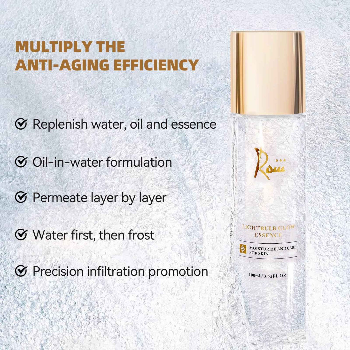 Roiii Light Bulb Glow Essence Serum - Vitamin C + Niacinamide + Hyaluronic Acid - Brightening Face Essence for Glowing Skin - Neck Reduce Dark Spots & Even Skin Tone 3.52 FL.OZ