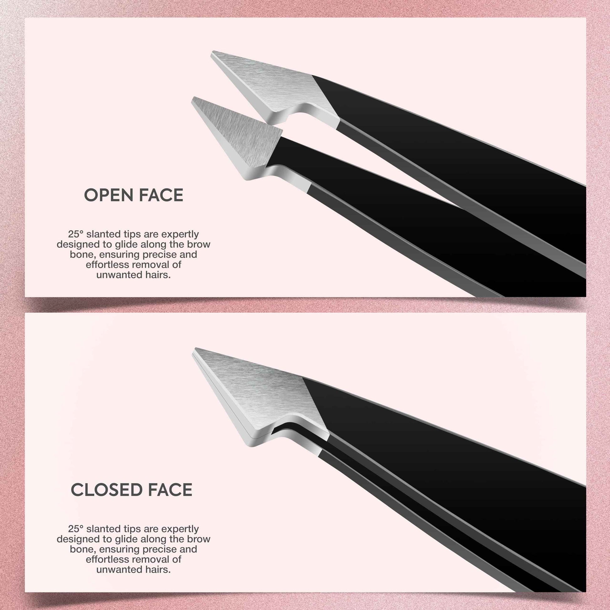 MARKHOR® Black Majesty, Professional Pointed and Slant Tweezers for Eyebrows, Tweezers for Women Facial Hair, Splinter and Ingrown Hair Removal Tweezers, Stainless Steel Precision Eyebrow Tweezers Set