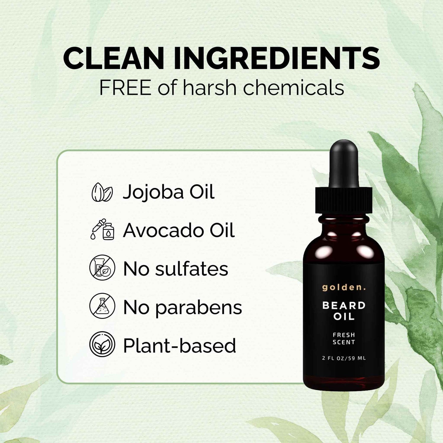 Golden Grooming Beard Oil for Men | Features Castor Oil, Jojoba Oil, and Olive Oil for Hair Growth | Tames, Moisturizes & Styles Your Beard | Fresh Scent | 2oz