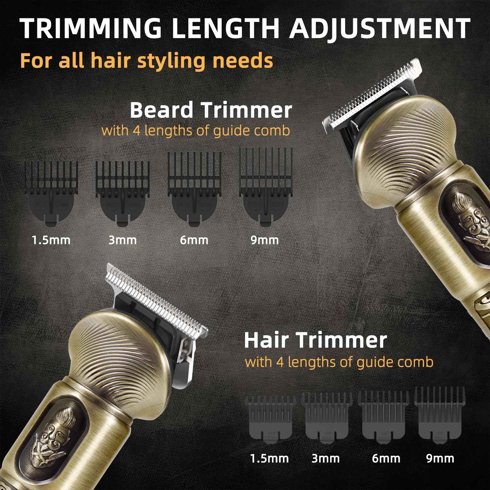 REHOYO Beard Trimmer for Men, Waterproof Cordless Hair Clipper, Electric Razor Shaver, Mens Grooming Kit for Mustache Nose Body Facial Hair, Rechargeable Beard Trimmer Kit, Gifts for Men