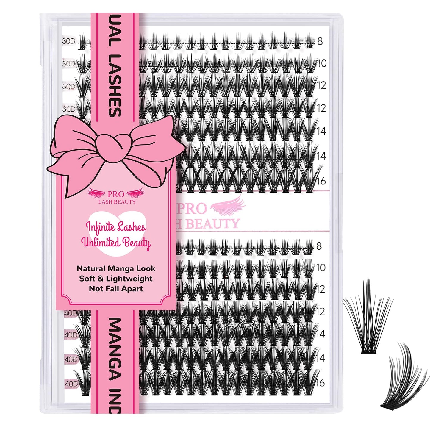 280 Pcs Individual Lashes 30D+40D Mixed Lash Clusters Devil Style Lashes That Look Like Eyelash Extensions Wispy Lashes DIY Individual Lashes At Home (30D+40D-C-8-16mix,Manga)