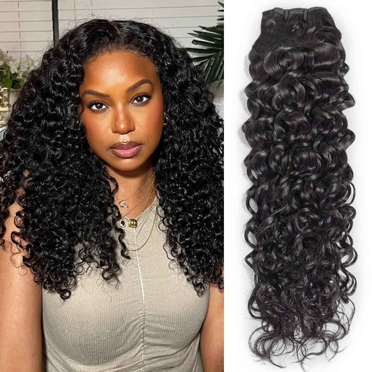 Water Wave Human Hair Bundles 18 Inch 12A Double Weft Wet and Wavy Bundles Human Hair Raw Bundles Human Hair Quick Weave Hair Bundles Natural Black