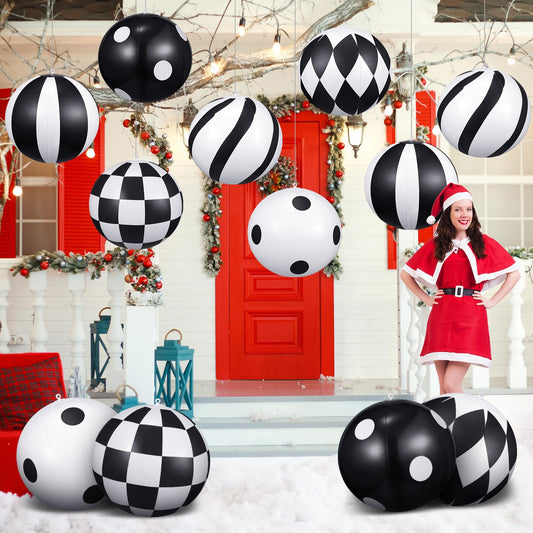 Jetec 12 Pcs Christmas Inflatable Balls Ornaments 24/18/9 Inch Large Xmas Hanging PVC Inflatable Ornaments for Front Door Yard Tree Outdoor Christmas Decorations (24 Inch)