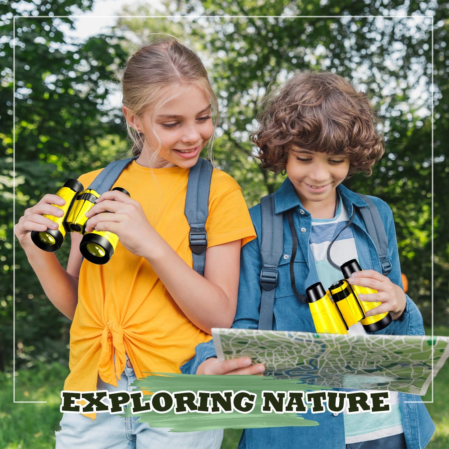 Libima 24 Pcs Binoculars for Kids Educational Compact Kids Binoculars with Neck String Toddler Binoculars for Boys Girls Learning Bird Watching Camping Hiking Travel Safaris Birthday Gifts (Yellow)