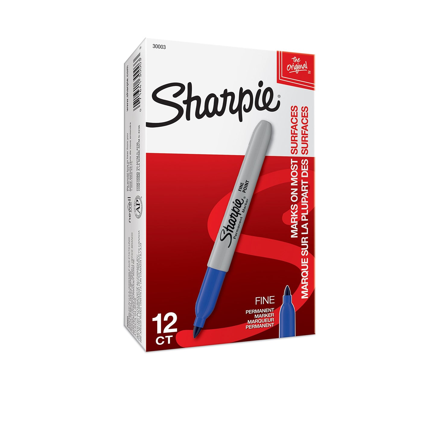 Sharpie Permanent Markers, Fine Point, Blue, 12 Count