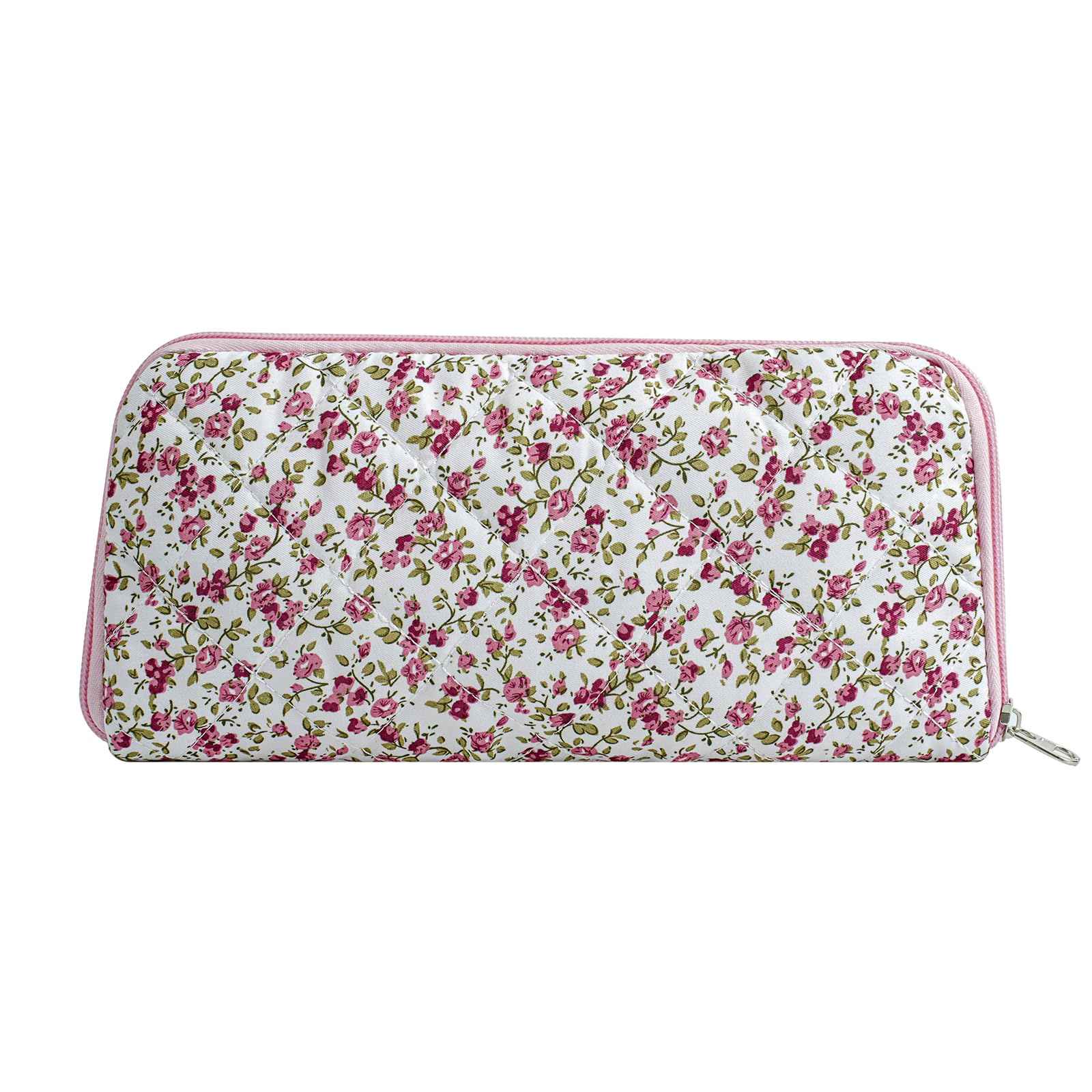 WHHJM Cute Floral Bag for Makeup Brushes - Ideal for Travel & Daily Use Makeup Brushes Pouch for Women (Red Floral)