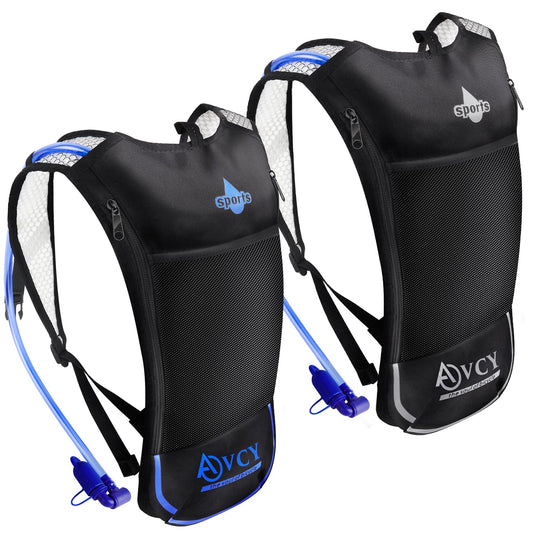 2 Pack Hydration Backpack Pack with 2L Hydration Bladder, ACVCY Lightweight Breathable Water Backpack with 3 Layer Pockets, Reinforced Shoulder Straps for Hiking Running Cycling Music Festivals