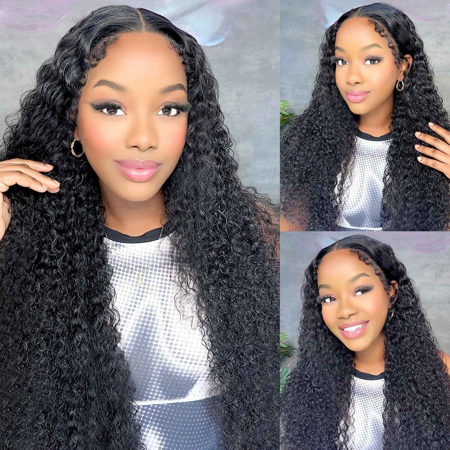 Deep Wave Human Hair Bundles 18 Inch Deep Wave Bundles 100% Unprocessed Brazilian Virgin Hair 1 Bundles Curly Bundles Hair Extensions Real Human Hair Wavy Quick Weave Bundles Natural Black