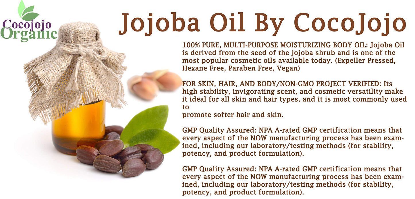 Jojoba Oil 4 oz 100% Pure Natural Cold Pressed Unrefined Extra Virgin - for Hair Skin Body Nail and Beard - Moisturizes, Soothes, Hydrates, & Nourishes