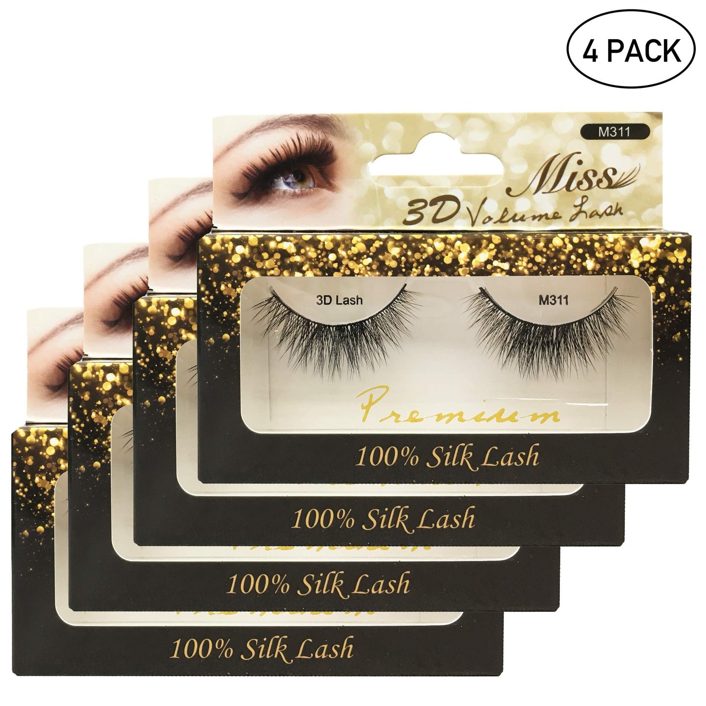 [4 PACKS] Miss Lashes 3D Volume Tapered False Eyelash Extension