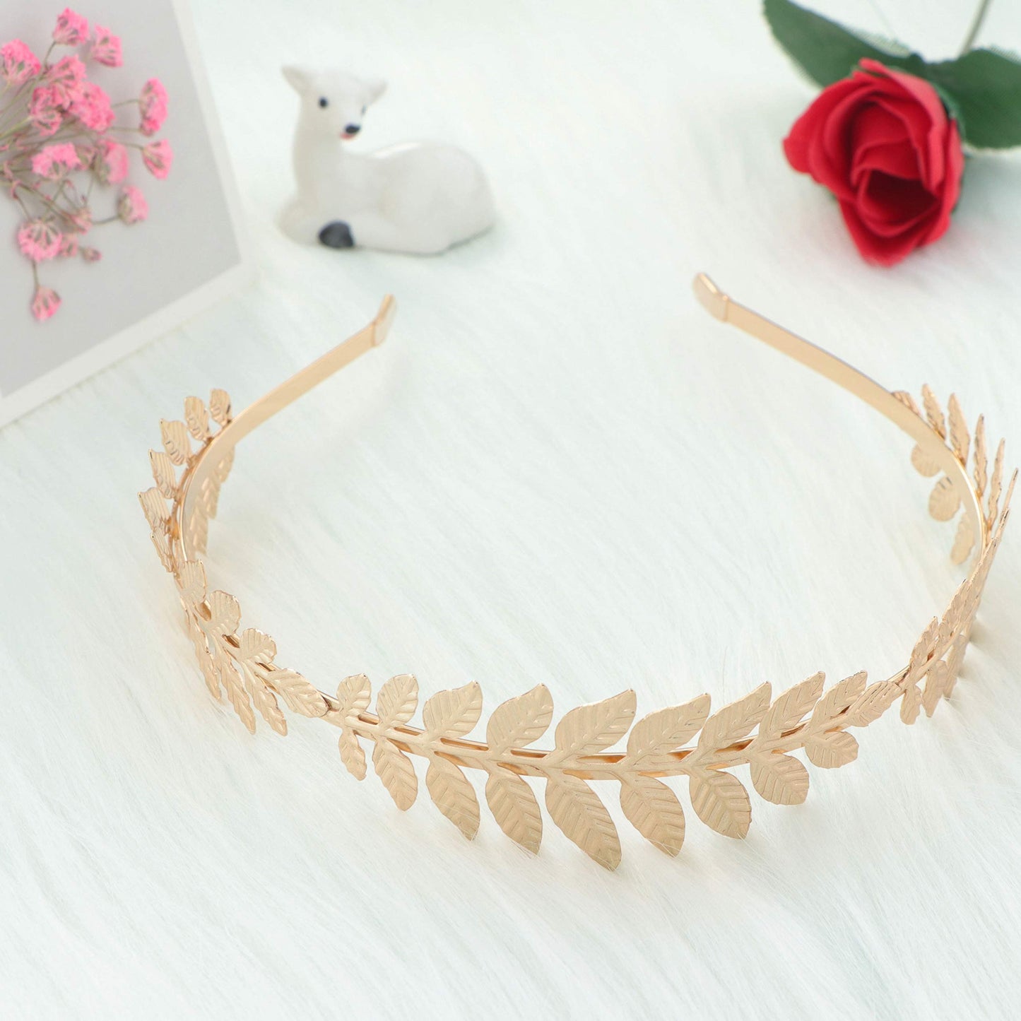 FUNRUN JEWELRY 4PCS Goddess Headband Leaf Arm Cuff Jewelry Set Crown Laurel Costume Accessory Armband Hair Band Bridal Wedding Jewelry Adjustable