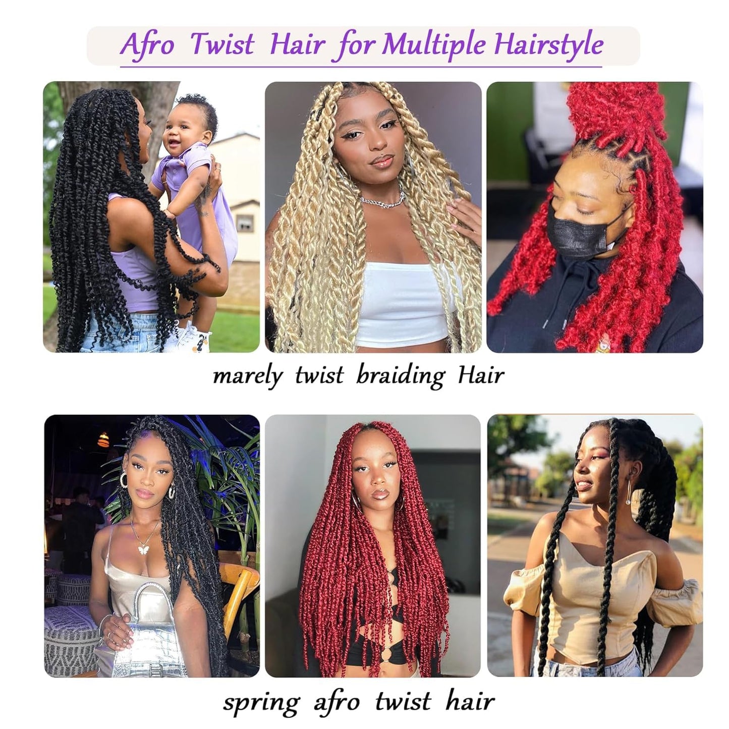 Marley Hair 12 Inch Springy Afro Twist Hair 8 Packs Ombre Marley Twist Braiding Hair 1B/27/613 Wrapping Hair for Soft Locs Synthetic Blonde Spring Twist Hair Cuban Twist Hair (12inch pack of 8）)