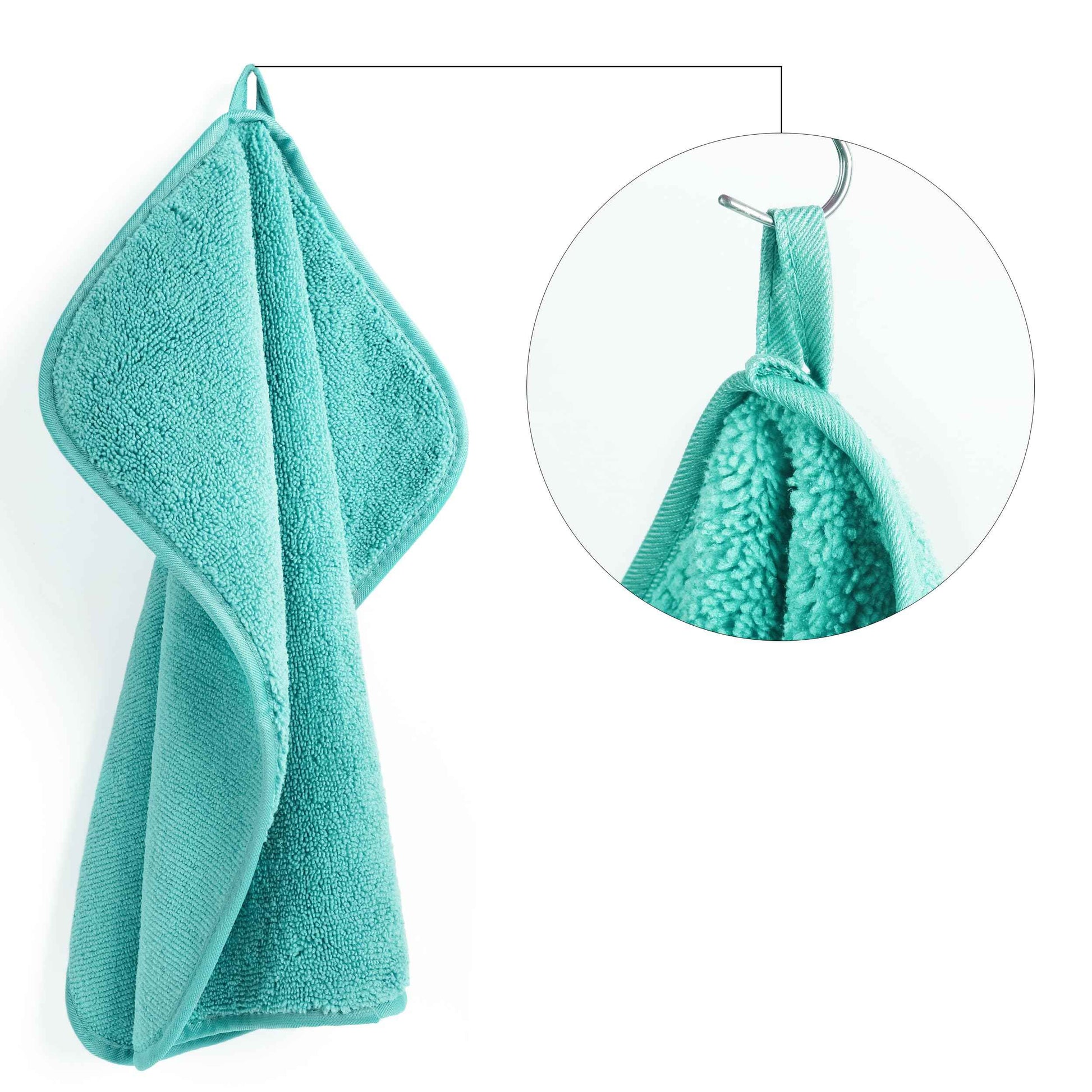 POLYTE Premium Lint Free Microfiber Washcloth Face Towel, 13 x 13 in, Set of 6 (Aqua)