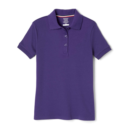 French Toast girls Short Sleeve Picot Collar (Standard & Plus) Polo Shirt, Purple, 5-Apr US