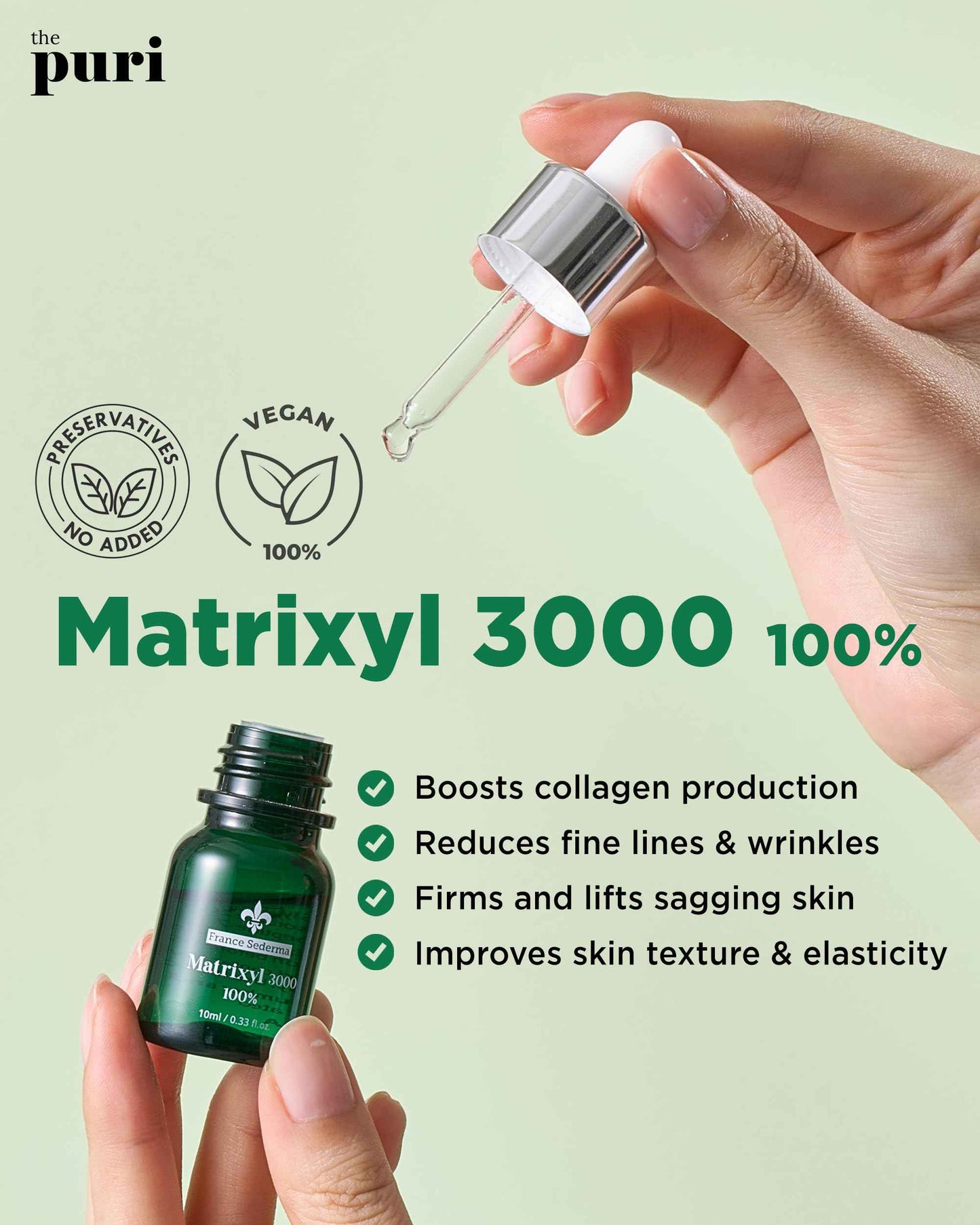Matrixyl 3000 100% Serum Skincare – Pure Peptide Complex Anti-Aging Facial Ampoule from France Sederma, Collagen Boosting Wrinkle Treatment, Perfect for Layering & DIY, 0.33 fl.oz (10ml)