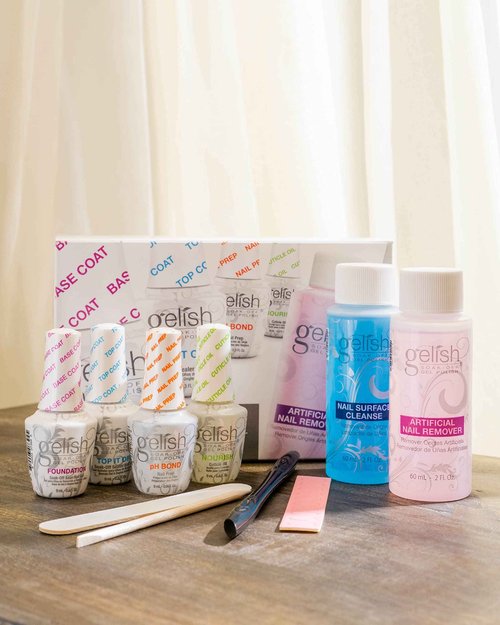 Gelish MINI Complete Basix Kit - Gel Nail Polish Prep Essentials Starter Kit with Foundation, pH Bond, Top It Off, Nourish, Nail Remover & Cleanser - Long-Lasting Salon-Quality Manicure at Home.