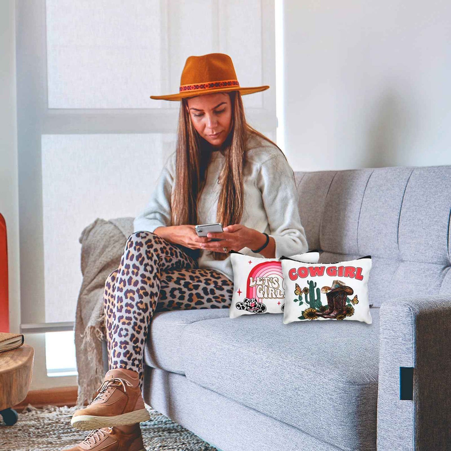 Reginary 18 Pcs Cowgirls Makeup Bag Disco Western Cosmetic Bag with Zippers Cowgirl Gifts Disco Party Favors Pouch for Women Girls Birthday Valentine's Stuff Supplies