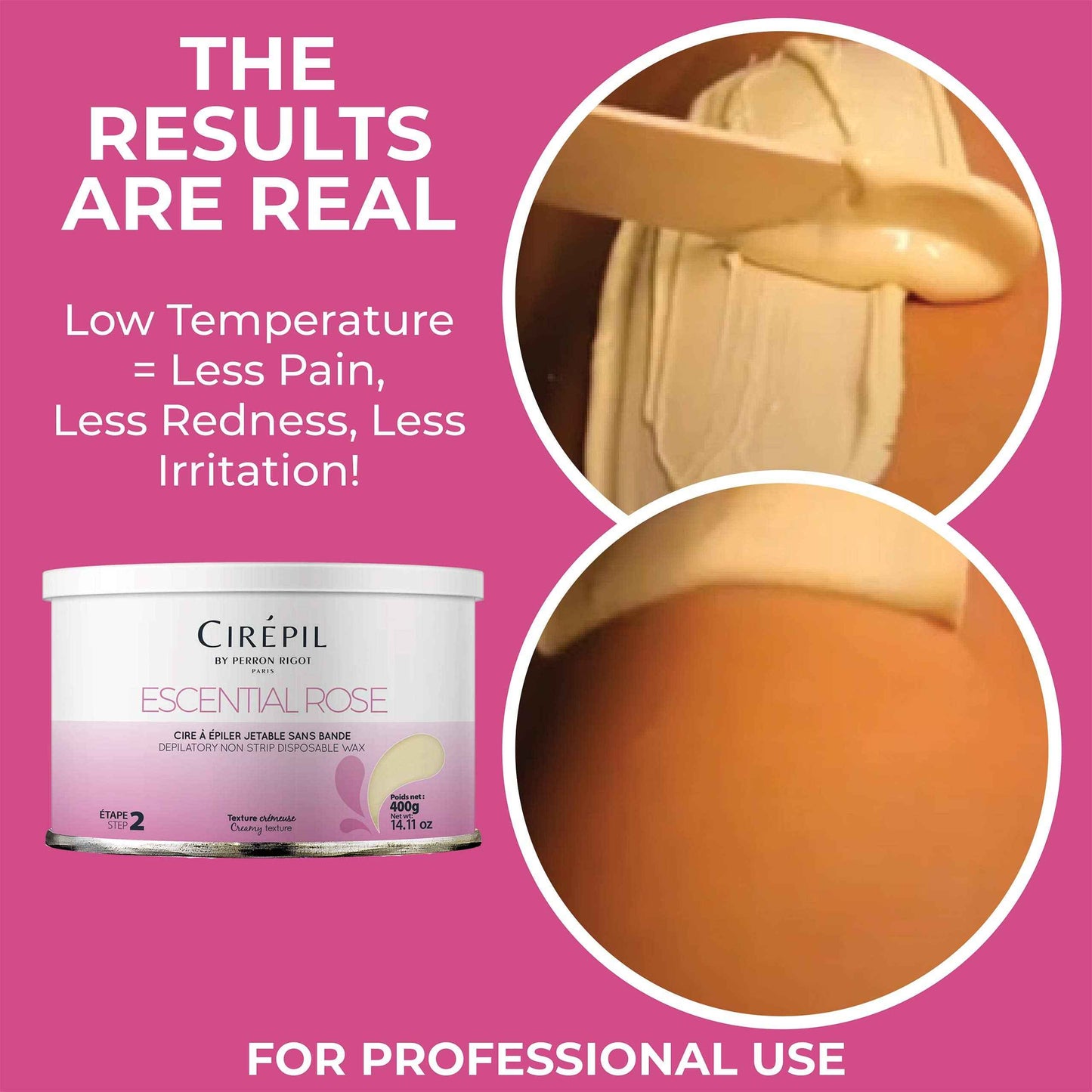 Cirepil - Escential Rose - 400g / 14.11 oz Wax Tin - Light Rose Scent - Creamy Texture - All-Purpose, Excellent for Short, Coarse or Shaved Hair - Easy Removal, No Strips Needed