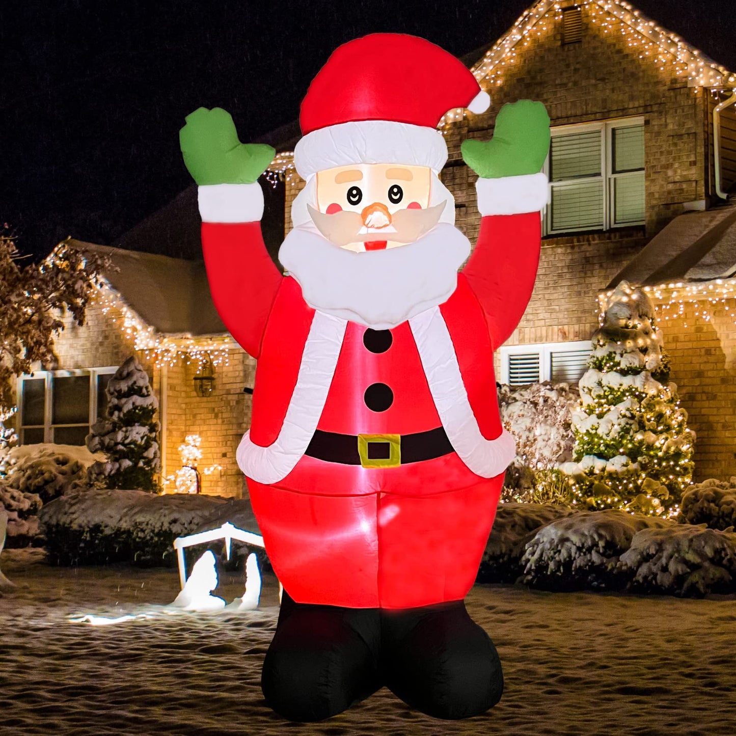 Padama 8FT Christmas Inflatable Santa Claus Outdoor Blow Up Yard Decoration Giant Tall with LED Lights Built-in for Indoor Outside Outhouse Holiday Party Yard Garden