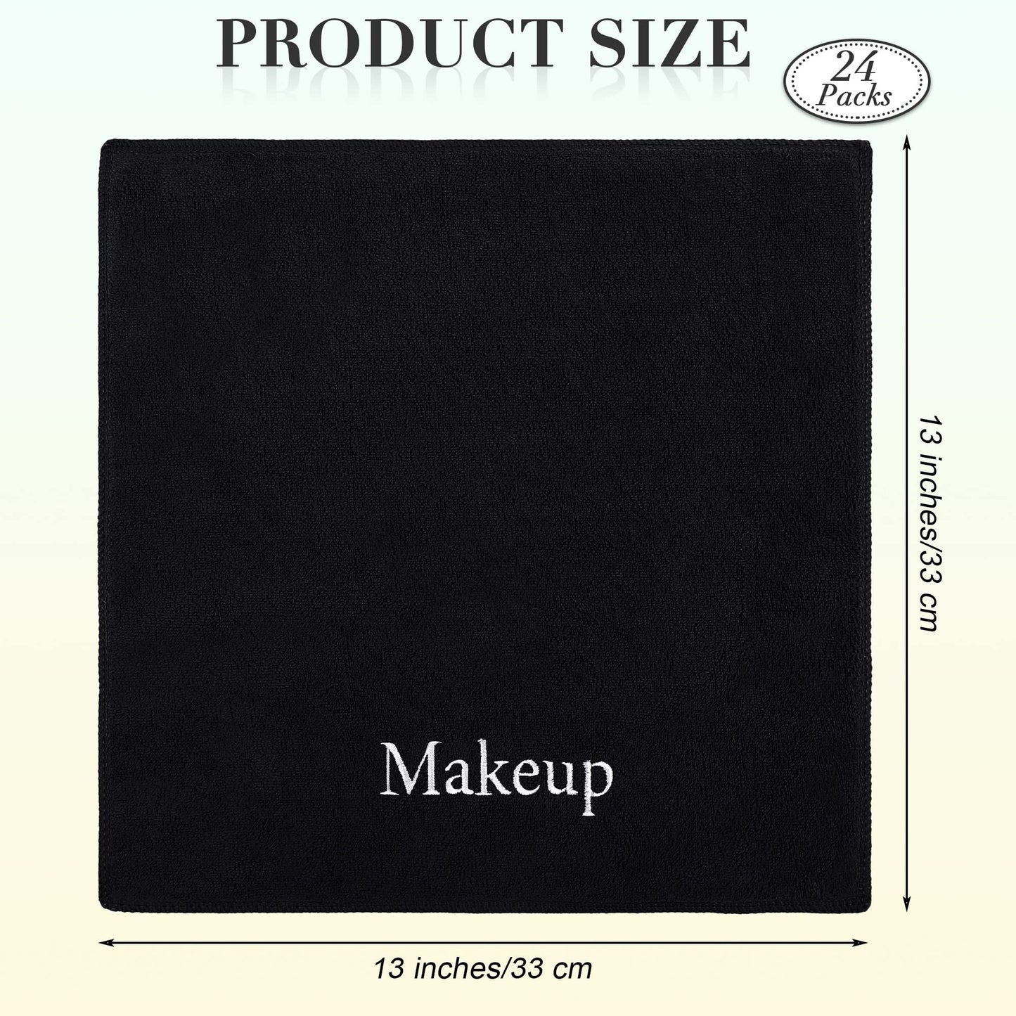 TURSTIN 24 Pack Makeup Remover Towels 13x13 Inch Microfiber Face Towels Reusable Makeup Wash Cloth Facial Cleansing Makeup Towels for Women Skin Care, Black