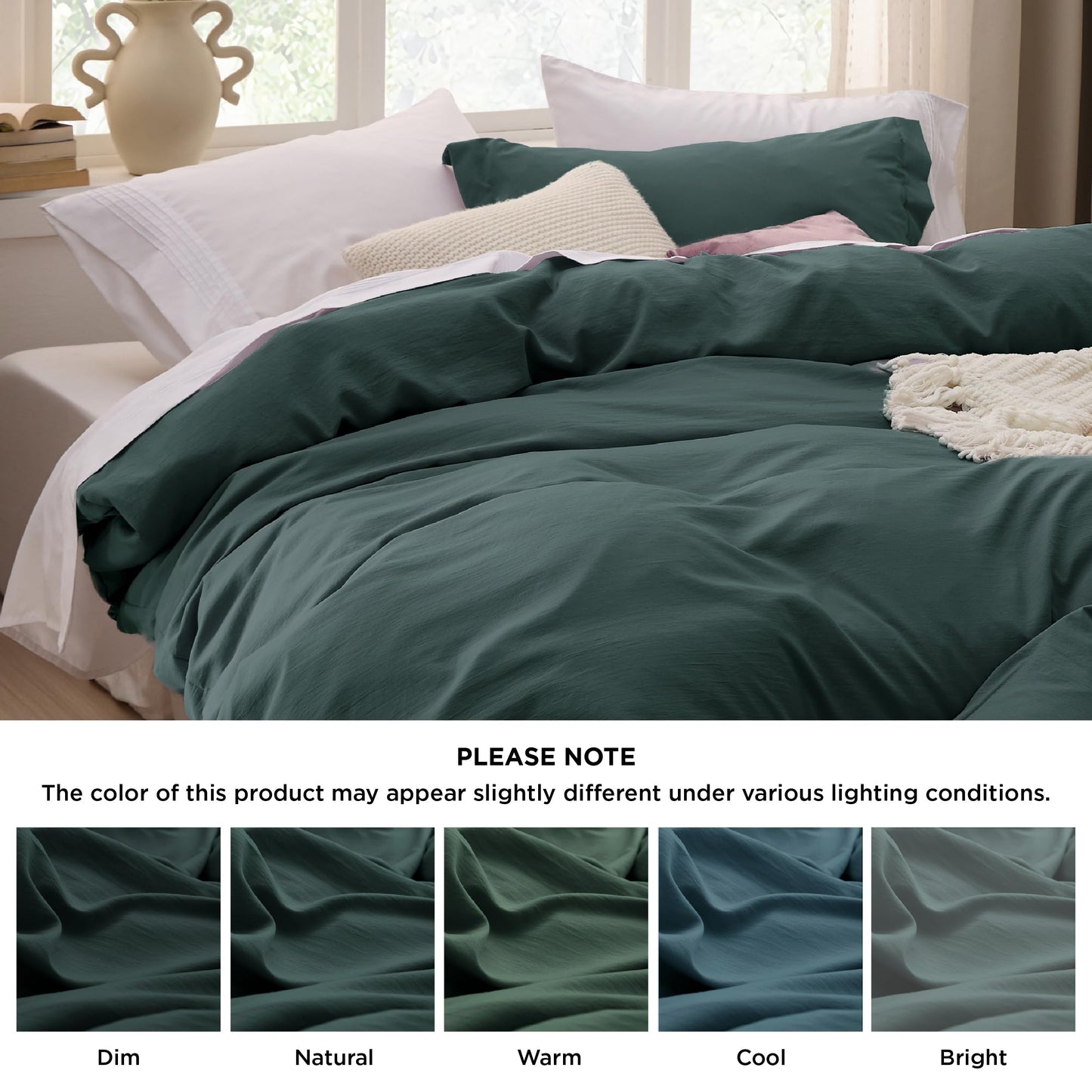 Bedsure Forest Green Twin Duvet Cover Set - Soft Prewashed Duvet Cover Twin Size, 2 Pieces, 1 Duvet Cover 68x90 Inches with Zipper Closure and 1 Pillow Sham, Comforter Not Included